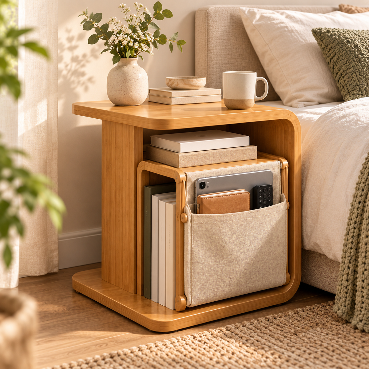 uuiuiou® FlipNest Reversible Bedside Shelf
