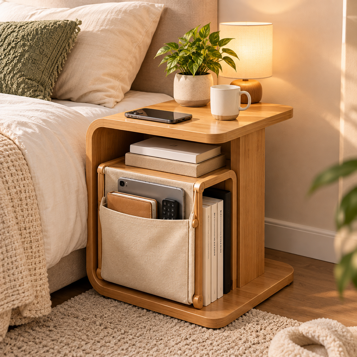 uuiuiou® FlipNest Reversible Bedside Shelf